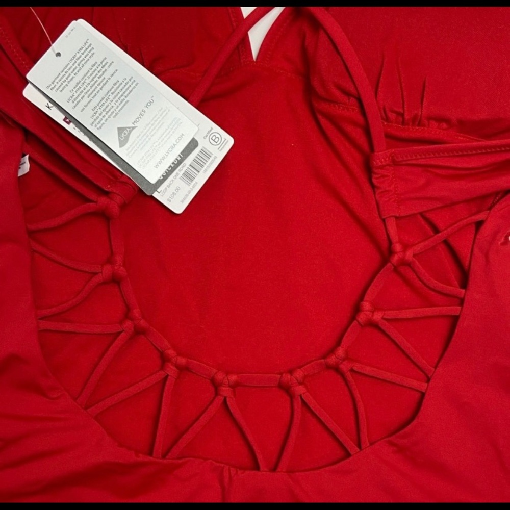 NWT Athleta Loop Back One Piece Kihei Red- Sz: L - Picture 5 of 10